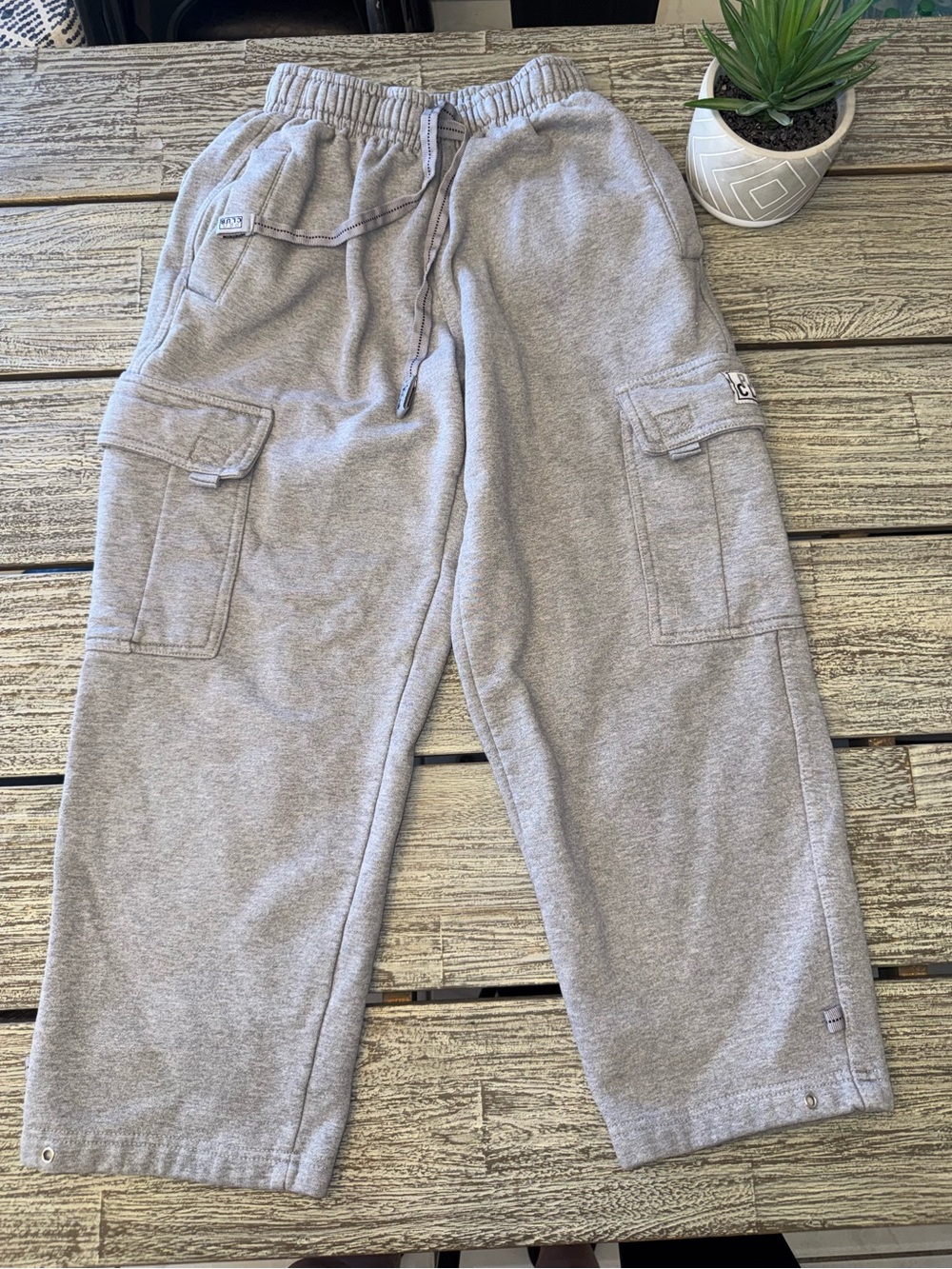 Mens Pro Club Fleece Cargo Pants - Light Gray, Sz Small